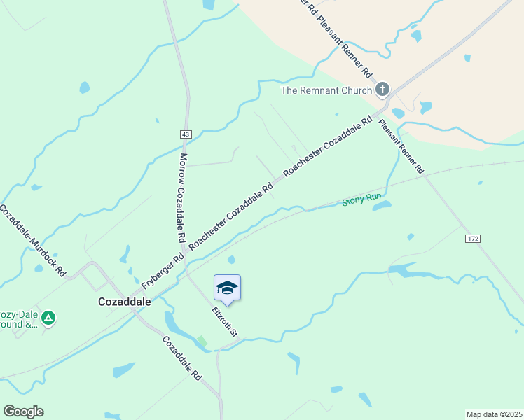 map of restaurants, bars, coffee shops, grocery stores, and more near 10380 Roachester Cozaddale Road in Goshen