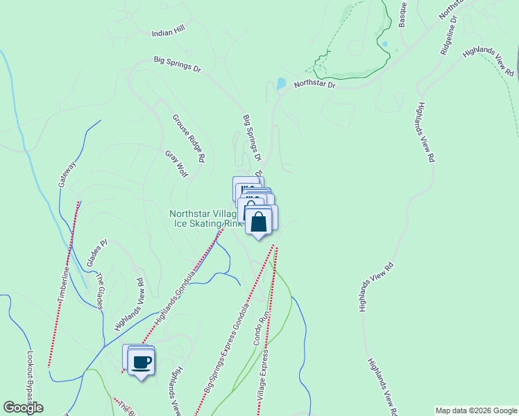 map of restaurants, bars, coffee shops, grocery stores, and more near 314 North Village Drive in Truckee