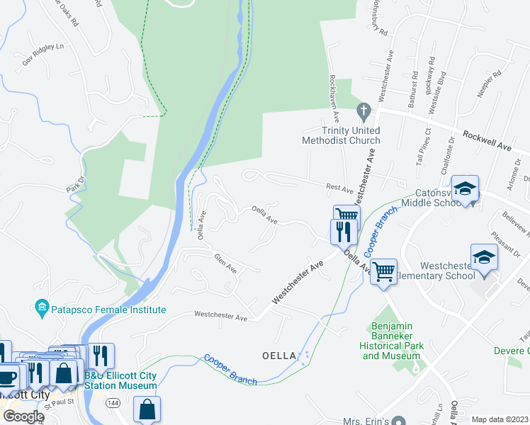 map of restaurants, bars, coffee shops, grocery stores, and more near 710 Race Road in Ellicott City