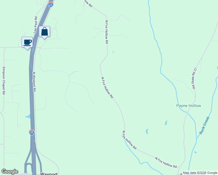 map of restaurants, bars, coffee shops, grocery stores, and more near 7890 North Fox Hollow Road in Bloomington