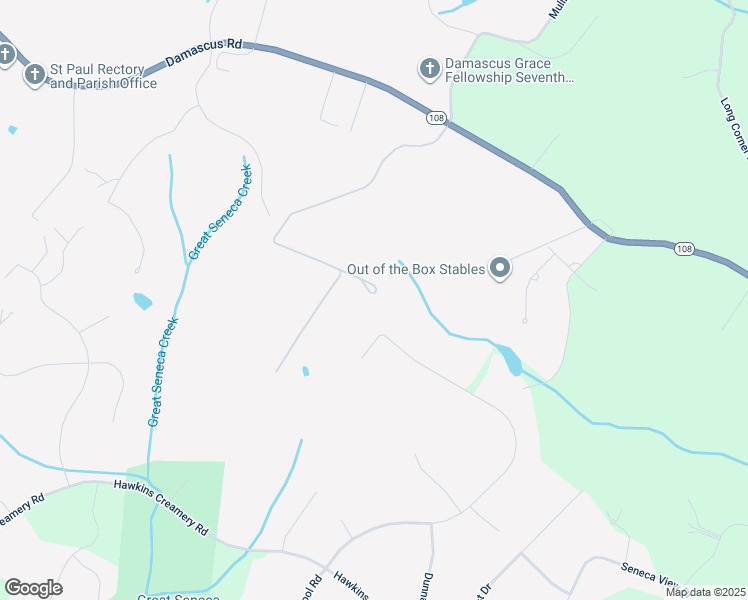 map of restaurants, bars, coffee shops, grocery stores, and more near 25804 Bowman Acres Lane in Damascus