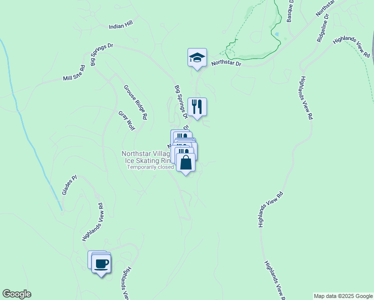 map of restaurants, bars, coffee shops, grocery stores, and more near 314 North Village Drive in Truckee