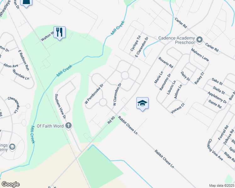 map of restaurants, bars, coffee shops, grocery stores, and more near 126 West Clarendon Drive in Smyrna