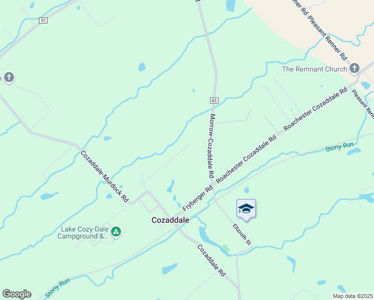 map of restaurants, bars, coffee shops, grocery stores, and more near 10358 Elizabeth Street in Goshen