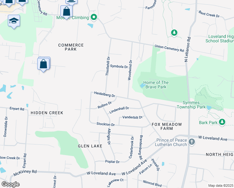 map of restaurants, bars, coffee shops, grocery stores, and more near 1890 Heidelberg Drive in Loveland