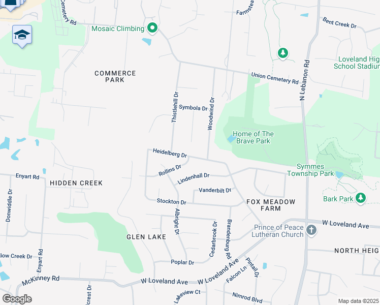 map of restaurants, bars, coffee shops, grocery stores, and more near 1890 Heidelberg Drive in Loveland