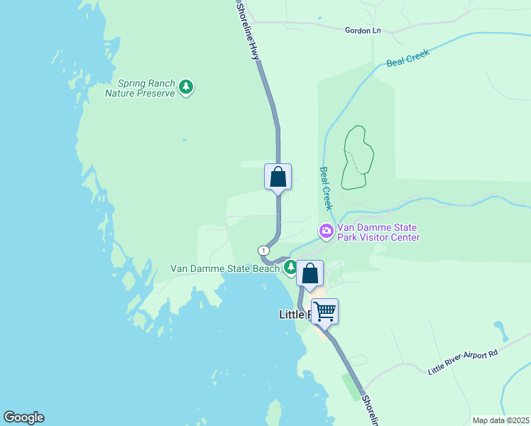 map of restaurants, bars, coffee shops, grocery stores, and more near 45050 Peterson Lane in Little River