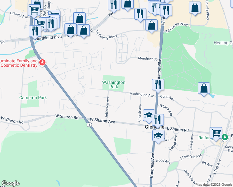 map of restaurants, bars, coffee shops, grocery stores, and more near 1116 Jefferson Avenue in Cincinnati