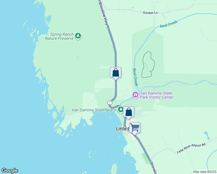 map of restaurants, bars, coffee shops, grocery stores, and more near 45050 Peterson Lane in Little River