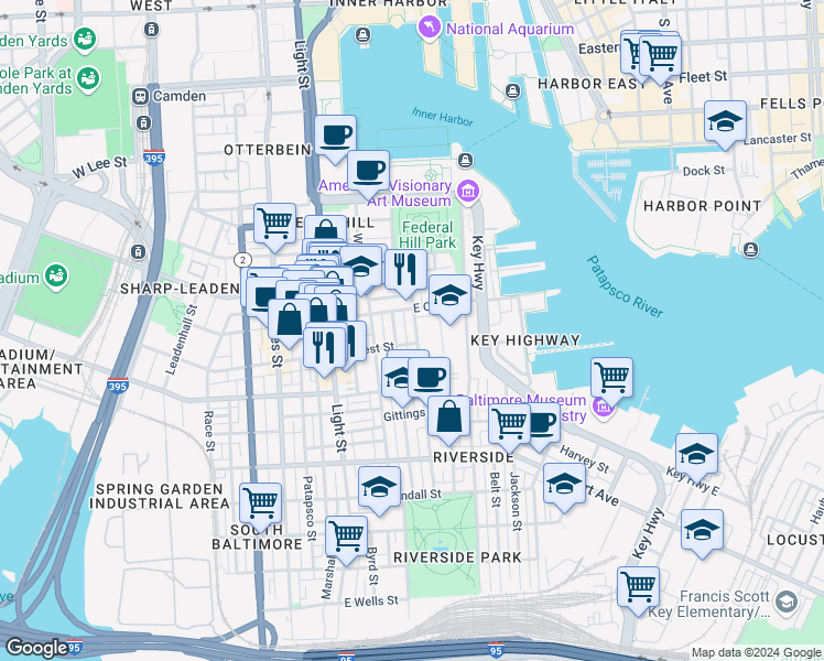 map of restaurants, bars, coffee shops, grocery stores, and more near 101 Independence Avenue Southeast in Washington