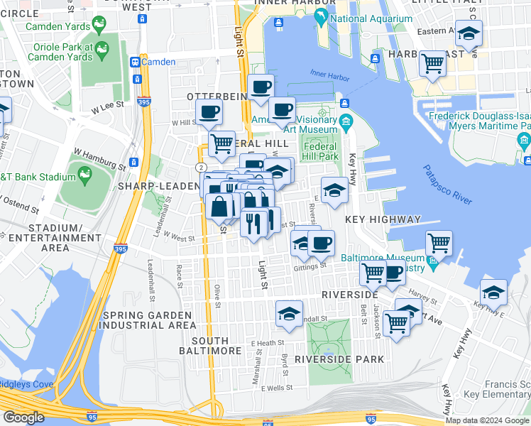 map of restaurants, bars, coffee shops, grocery stores, and more near 101 Independence Avenue Southeast in Washington
