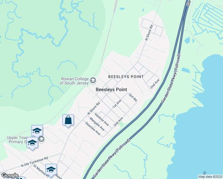 map of restaurants, bars, coffee shops, grocery stores, and more near in Beesleys Point