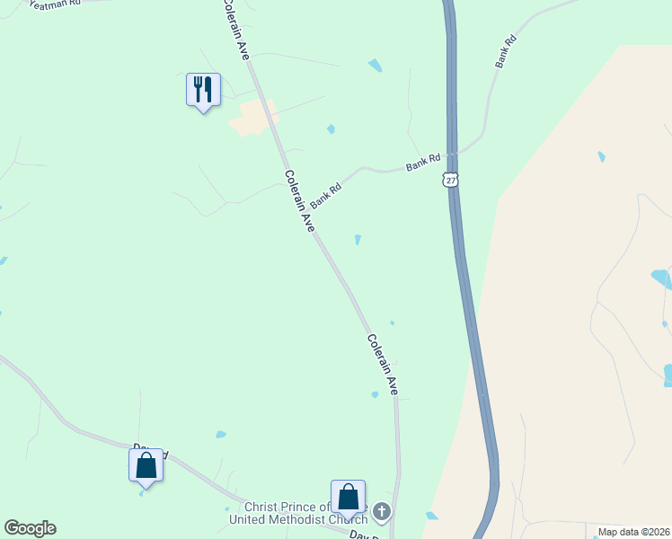 map of restaurants, bars, coffee shops, grocery stores, and more near 10851 Colerain Road in Cincinnati
