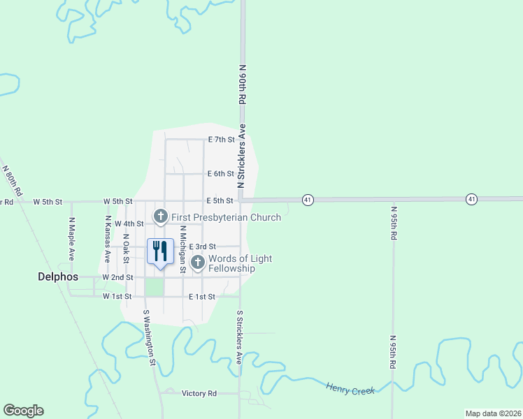 map of restaurants, bars, coffee shops, grocery stores, and more near 400-456 East 5th Street in Delphos