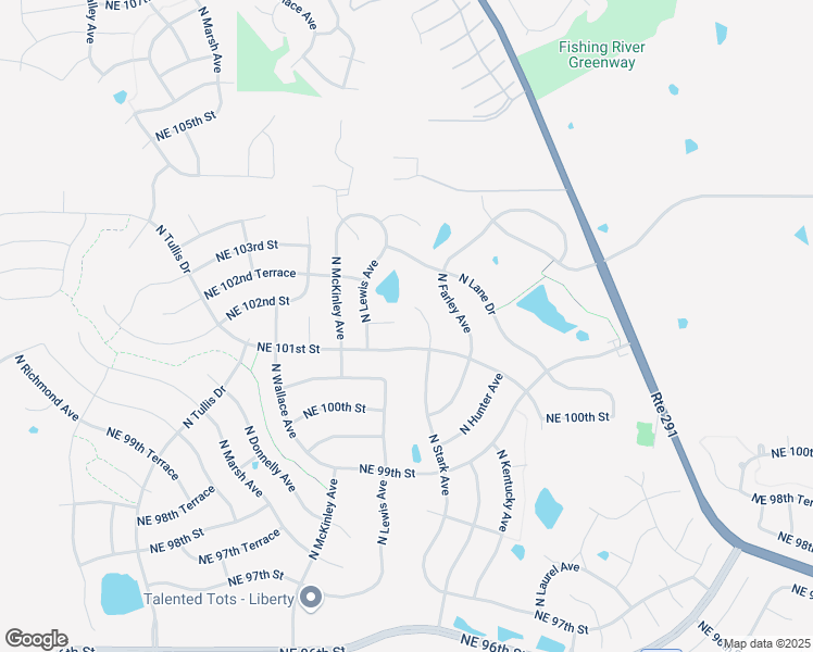 map of restaurants, bars, coffee shops, grocery stores, and more near 8714 Northeast 101st Terrace in Kansas City
