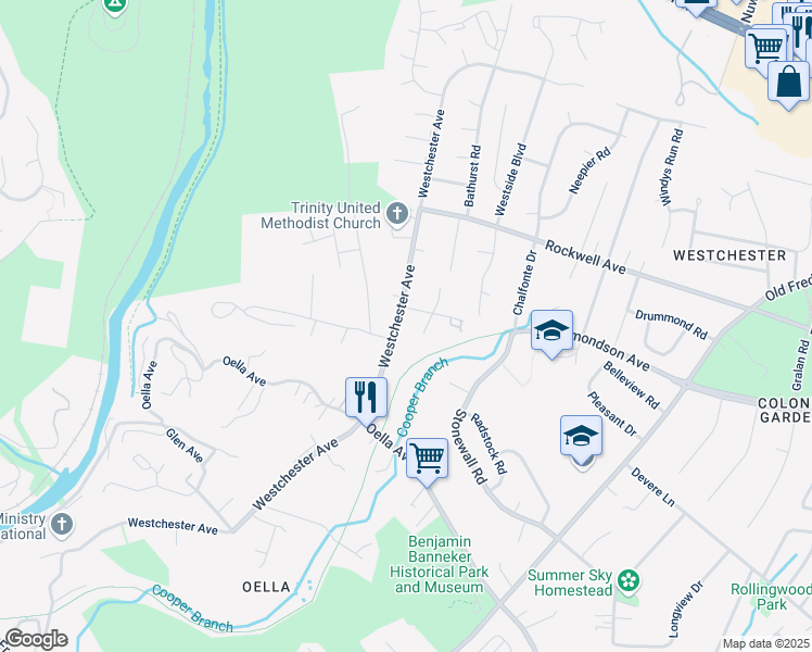 map of restaurants, bars, coffee shops, grocery stores, and more near in Catonsville