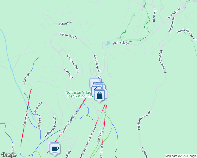 map of restaurants, bars, coffee shops, grocery stores, and more near 7443 Larkspur Lane in Truckee