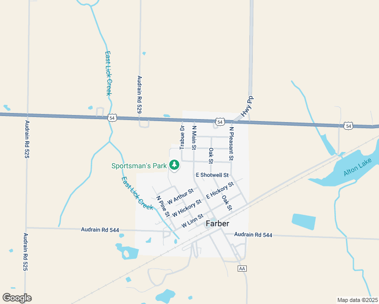 map of restaurants, bars, coffee shops, grocery stores, and more near 103 E Hess St in Farber