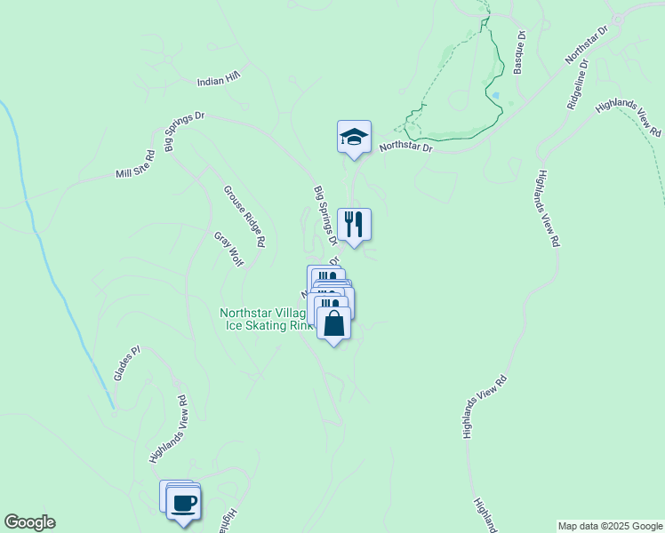 map of restaurants, bars, coffee shops, grocery stores, and more near 1965 North Village Drive in Truckee