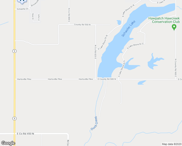 map of restaurants, bars, coffee shops, grocery stores, and more near 7440 North County Road 825 East in Hope