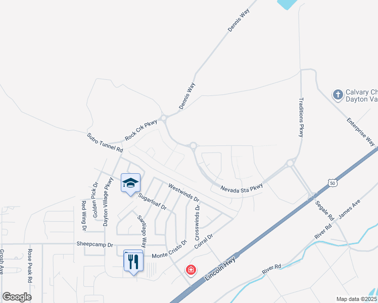 map of restaurants, bars, coffee shops, grocery stores, and more near 662 Westwinds Drive in Dayton