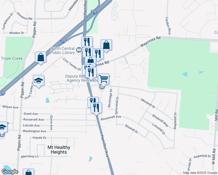 map of restaurants, bars, coffee shops, grocery stores, and more near 2161 Sevenhills Drive in Cincinnati