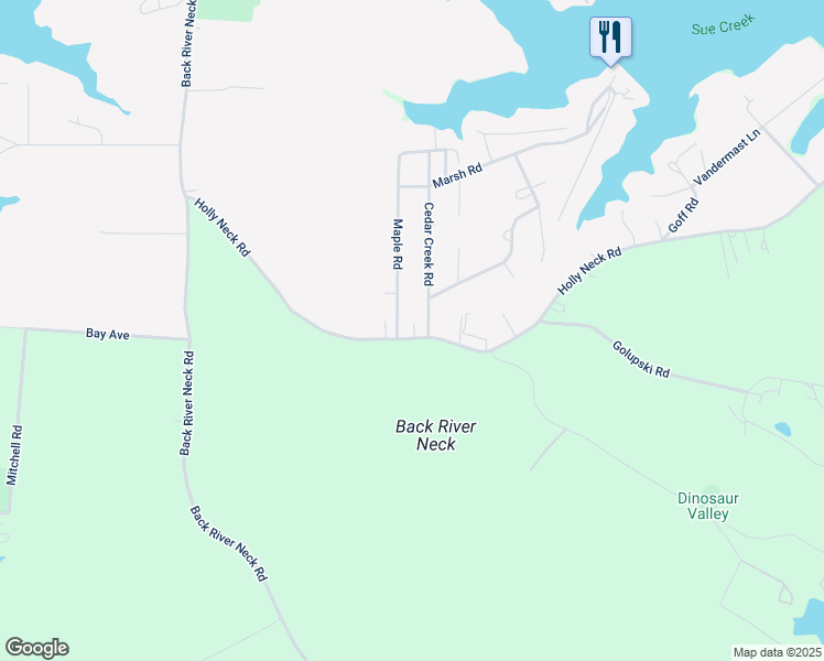 map of restaurants, bars, coffee shops, grocery stores, and more near 1904 Holly Neck Road in Essex