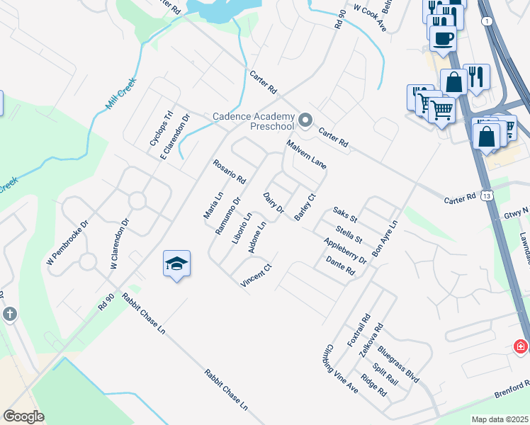 map of restaurants, bars, coffee shops, grocery stores, and more near 14 Liborio Lane in Smyrna