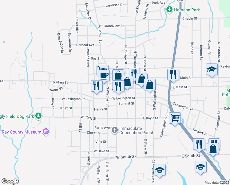 map of restaurants, bars, coffee shops, grocery stores, and more near 204 South Camden Street in Richmond
