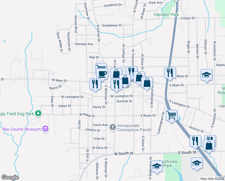 map of restaurants, bars, coffee shops, grocery stores, and more near 204 South Camden Street in Richmond