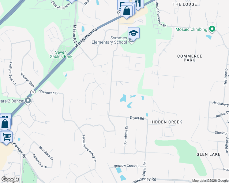 map of restaurants, bars, coffee shops, grocery stores, and more near 11626 Enyart Road in Loveland