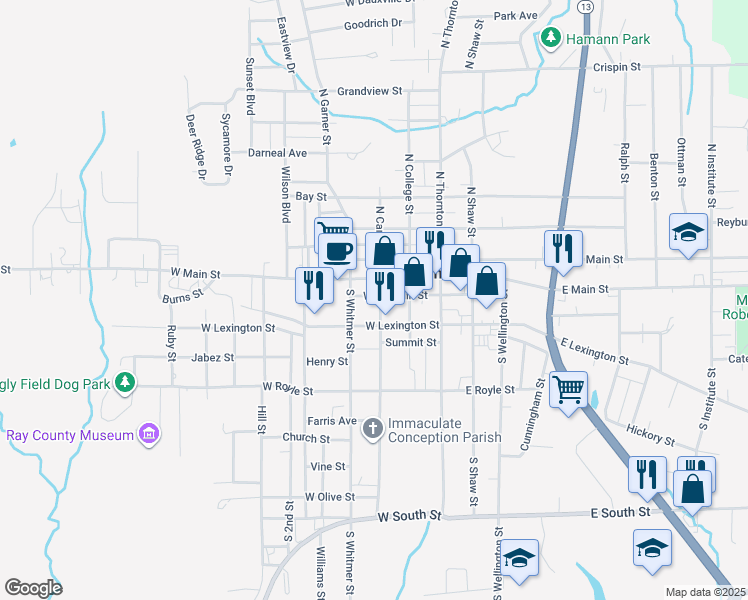 map of restaurants, bars, coffee shops, grocery stores, and more near 204 South Camden Street in Richmond