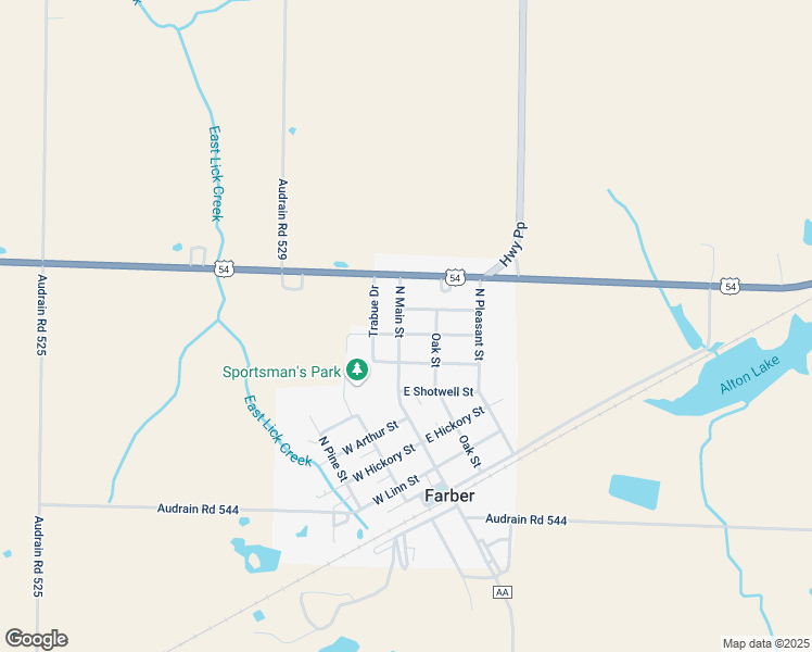 map of restaurants, bars, coffee shops, grocery stores, and more near 103 E Hess St in Farber