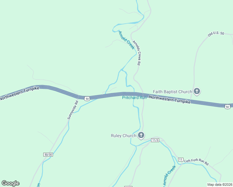 map of restaurants, bars, coffee shops, grocery stores, and more near U.S. 50 in West Union