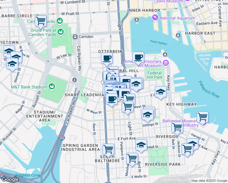 map of restaurants, bars, coffee shops, grocery stores, and more near 101 Independence Avenue Southeast in Washington