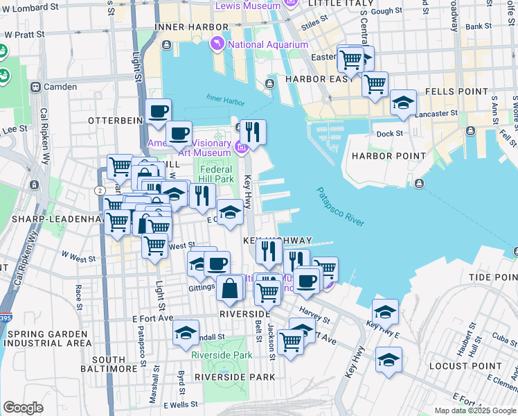 map of restaurants, bars, coffee shops, grocery stores, and more near 903 Valencia Court in Baltimore