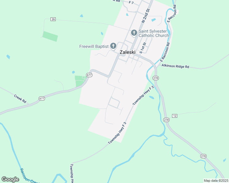 map of restaurants, bars, coffee shops, grocery stores, and more near 107 Hickory Street in Zaleski