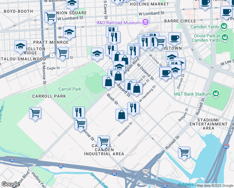 map of restaurants, bars, coffee shops, grocery stores, and more near 101 Independence Avenue Southeast in Washington