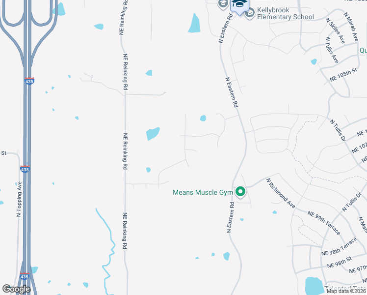 map of restaurants, bars, coffee shops, grocery stores, and more near 10201 Northeast Reinking Road in Kansas City