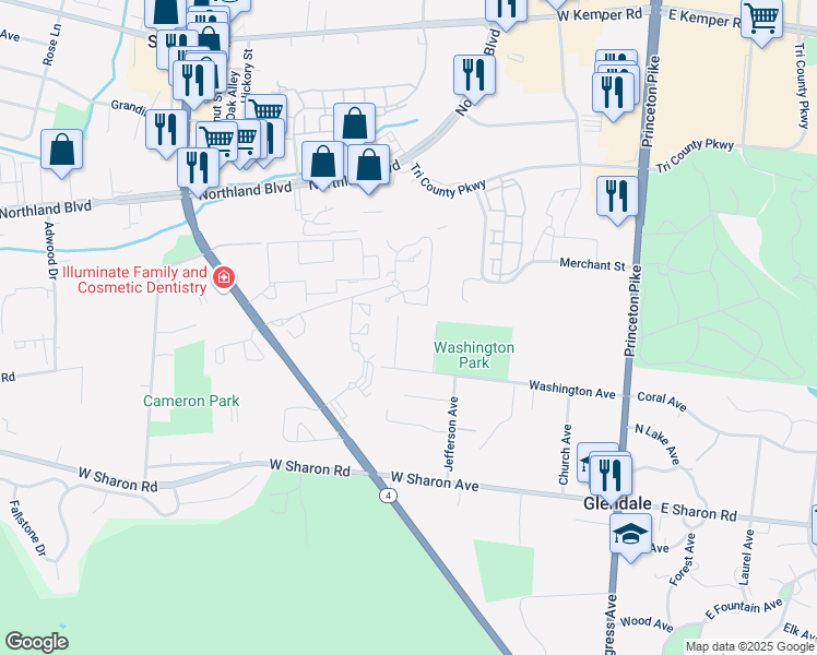 map of restaurants, bars, coffee shops, grocery stores, and more near 1184 Lincoln Avenue in Cincinnati