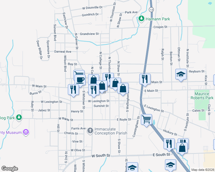 map of restaurants, bars, coffee shops, grocery stores, and more near in Richmond