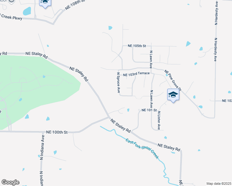map of restaurants, bars, coffee shops, grocery stores, and more near 10204 North Spruce Avenue in Kansas City