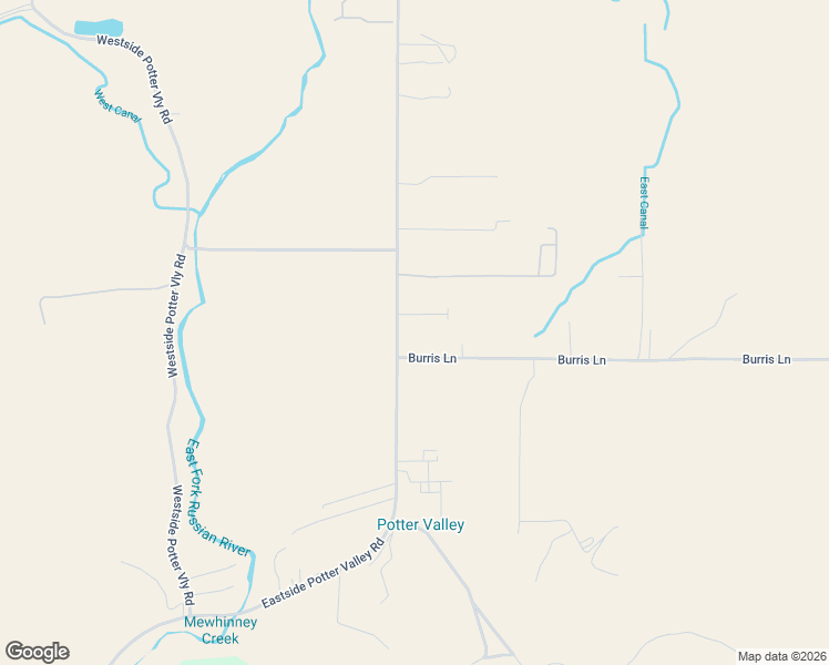 map of restaurants, bars, coffee shops, grocery stores, and more near 9109 East Road in Potter Valley