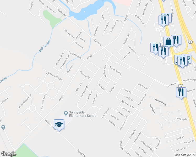 map of restaurants, bars, coffee shops, grocery stores, and more near 600 Dairy Drive in Smyrna