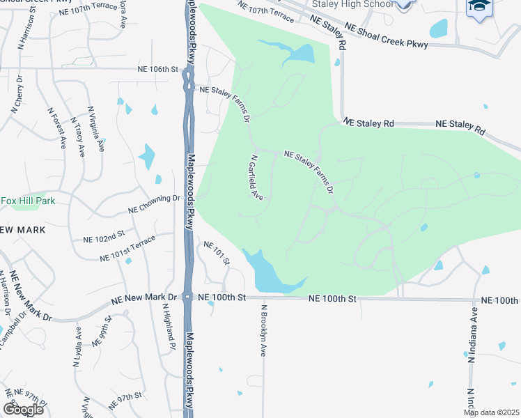 map of restaurants, bars, coffee shops, grocery stores, and more near 10132 N Brooklyn Ave in Kansas City