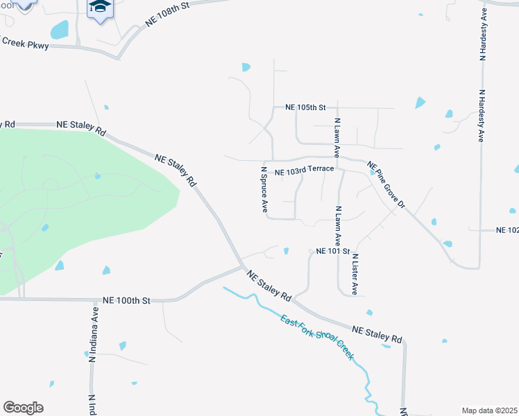 map of restaurants, bars, coffee shops, grocery stores, and more near 10204 North Spruce Avenue in Kansas City