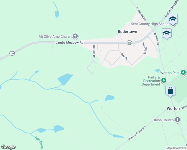map of restaurants, bars, coffee shops, grocery stores, and more near 10971 Bottom Road in Worton