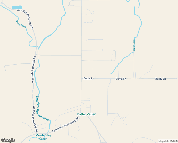 map of restaurants, bars, coffee shops, grocery stores, and more near 9109 East Road in Potter Valley