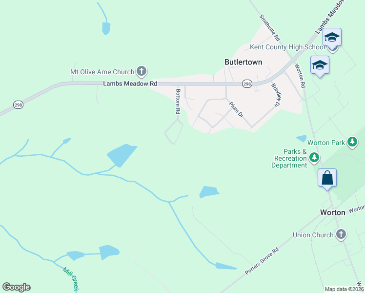 map of restaurants, bars, coffee shops, grocery stores, and more near 10967 Bottom Road in Worton