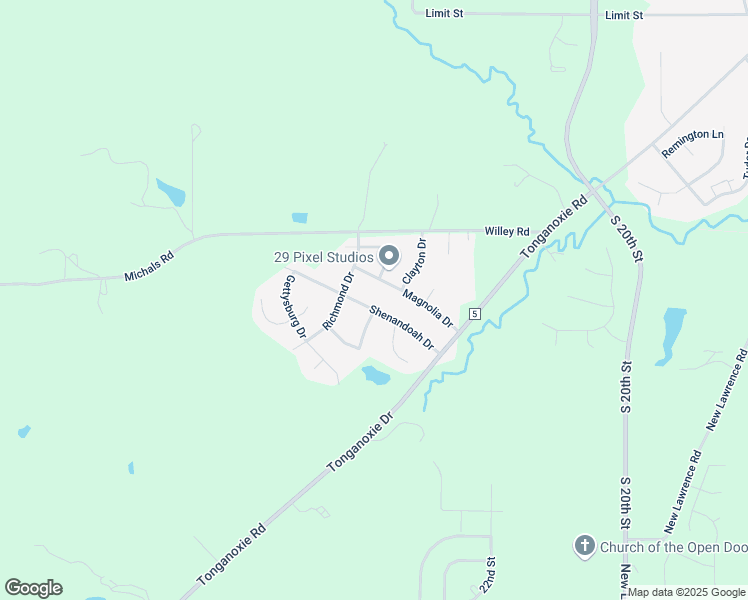 map of restaurants, bars, coffee shops, grocery stores, and more near 2302 Shenandoah Drive in Leavenworth